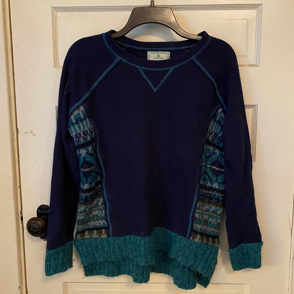 Anthropologie Ruby Moon Sweatshirt M navy teal